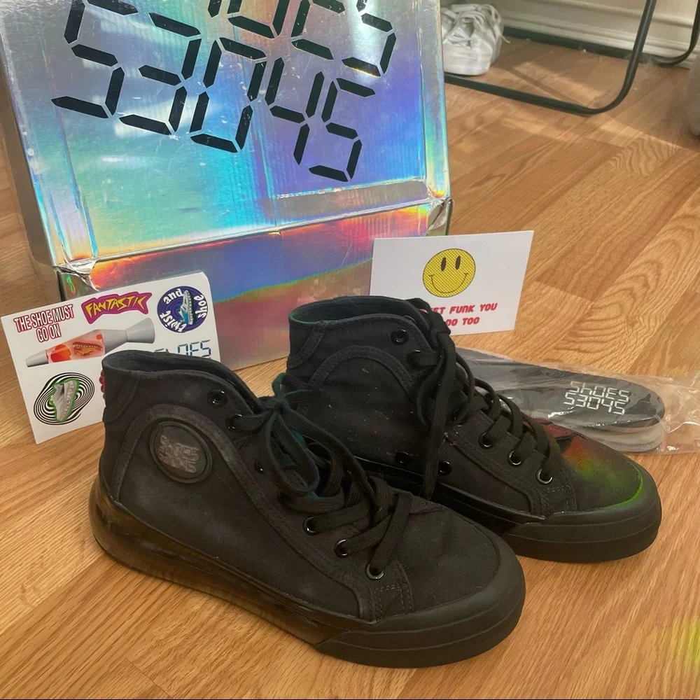 53045 SHOES Black High Top Sneakers - Picture 2 of 9